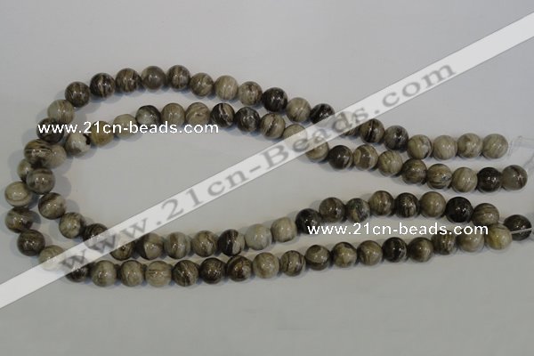 CSL92 15.5 inches 10mm round silver leaf jasper beads wholesale