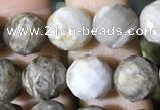 CSL93 15.5 inches 8mm faceted round sliver leaf jasper beads