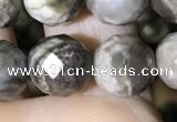 CSL94 15.5 inches 10mm faceted round sliver leaf jasper beads