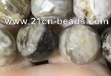 CSL95 15.5 inches 12mm faceted round sliver leaf jasper beads