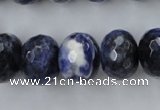 CSO356 15.5 inches 12*16mm faceted rondelle natural sodalite beads