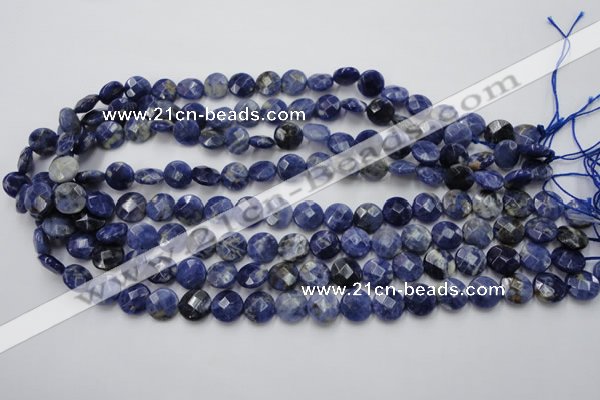 CSO37 15.5 inches 10mm faceted coin sodalite gemstone beads