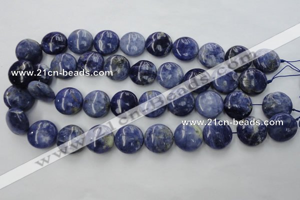 CSO380 15.5 inches 20mm flat round natural sodalite gemstone beads