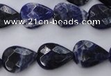 CSO385 15.5 inches 13*17mm faceted flat teardrop natural sodalite beads