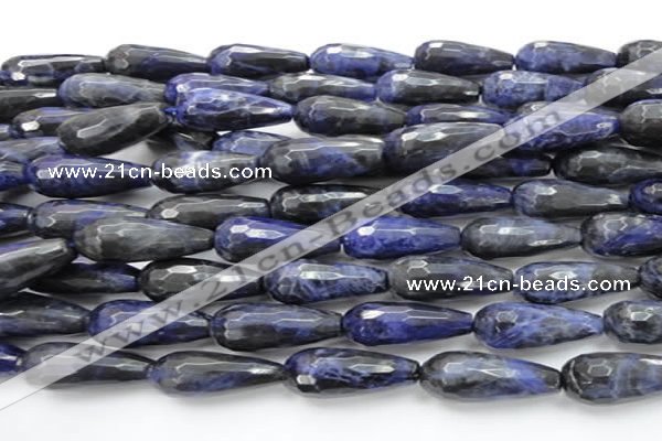 CSO39 15.5 inches 10*30mm faceted teardrop sodalite gemstone beads