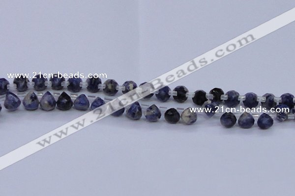 CSO450 Top drilled 7*7mm faceted teardrop sodalite gemstone beads