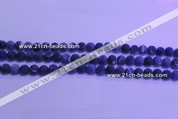 CSO454 15.5 inches 6mm round matte sodalite gemstone beads