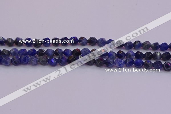 CSO552 15.5 inches 8mm faceted nuggets sodalite gemstone beads