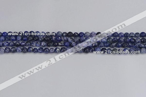 CSO558 15.5 inches 4mm faceted round sodalite gemstone beads