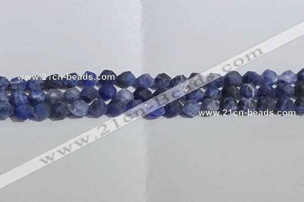 CSO566 15.5 inches 8mm faceted nuggets matte sodalite beads