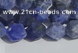 CSO567 15.5 inches 10mm faceted nuggets matte sodalite beads