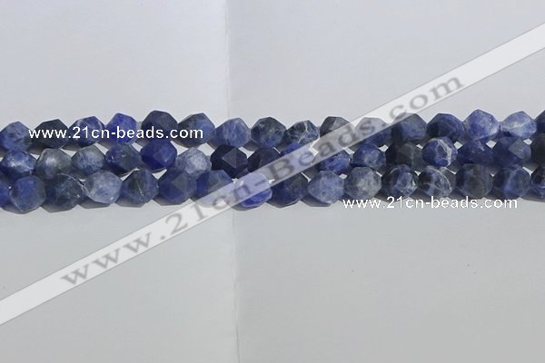 CSO567 15.5 inches 10mm faceted nuggets matte sodalite beads