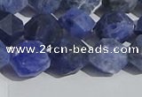 CSO568 15.5 inches 12mm faceted nuggets matte sodalite beads