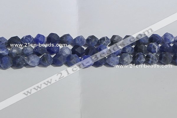 CSO568 15.5 inches 12mm faceted nuggets matte sodalite beads