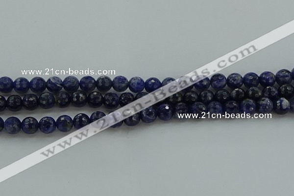 CSO643 15.5 inches 8mm faceted round sodalite gemstone beads