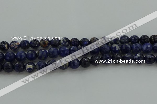 CSO644 15.5 inches 10mm faceted round sodalite gemstone beads