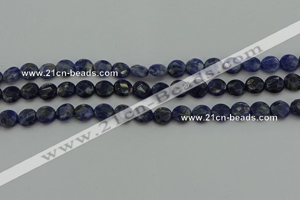 CSO705 15.5 inches 10mm faceted coin sodalite gemstone beads