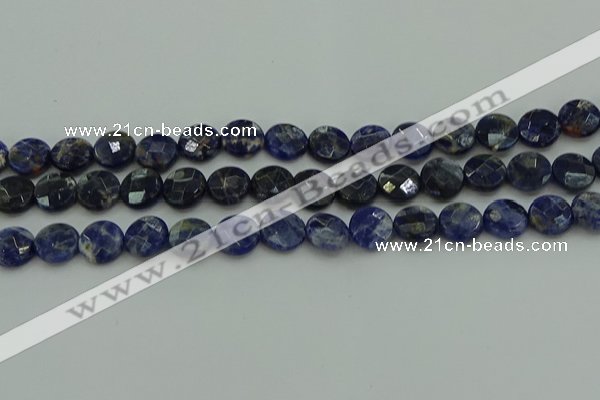 CSO706 15.5 inches 12mm faceted coin sodalite gemstone beads