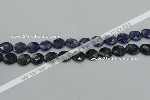 CSO707 15.5 inches 14mm faceted coin sodalite gemstone beads