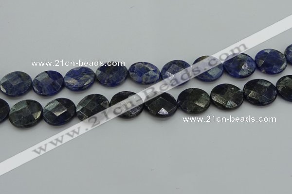 CSO709 15.5 inches 18mm faceted coin sodalite gemstone beads