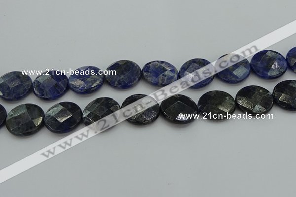 CSO710 15.5 inches 20mm faceted coin sodalite gemstone beads