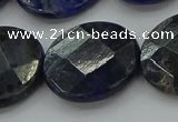 CSO711 15.5 inches 25mm faceted coin sodalite gemstone beads