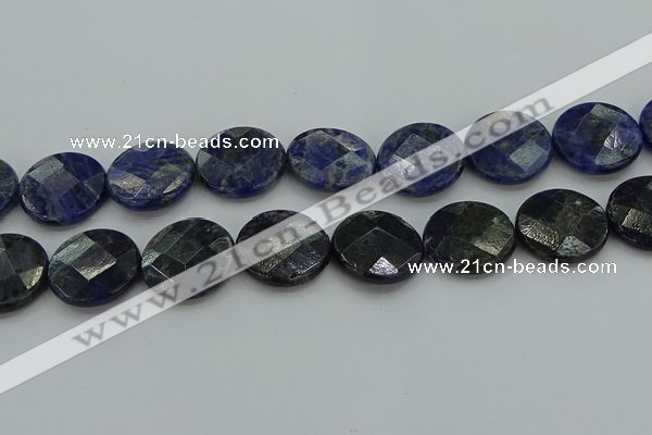 CSO711 15.5 inches 25mm faceted coin sodalite gemstone beads