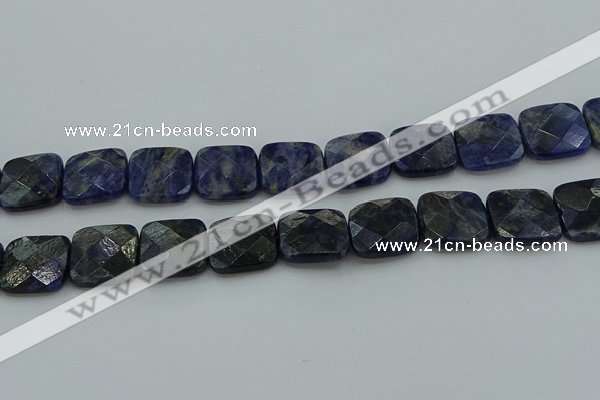 CSO728 15.5 inches 16*16mm faceted square sodalite gemstone beads