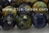 CSO755 15.5 inches 14mm faceted round orange sodalite beads