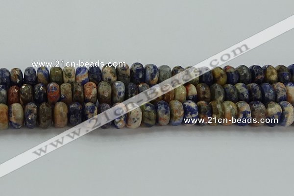 CSO765 15.5 inches 8*14mm faceted rondelle orange sodalite beads