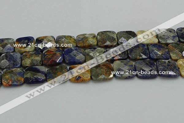 CSO784 15.5 inches 20*20mm faceted square orange sodalite beads