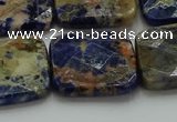 CSO785 15.5 inches 25*25mm faceted square orange sodalite beads