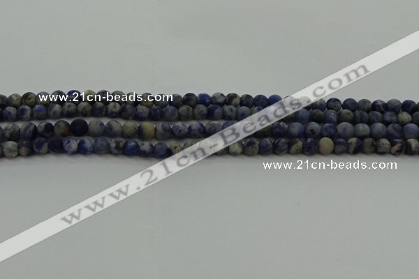 CSO800 15.5 inches 4mm round matte orange sodalite gemstone beads