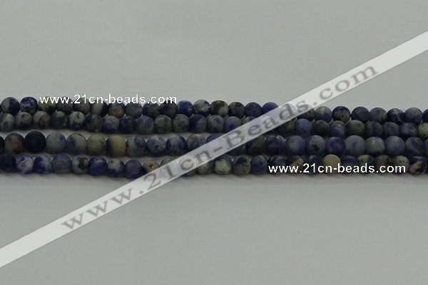 CSO801 15.5 inches 6mm round matte orange sodalite gemstone beads