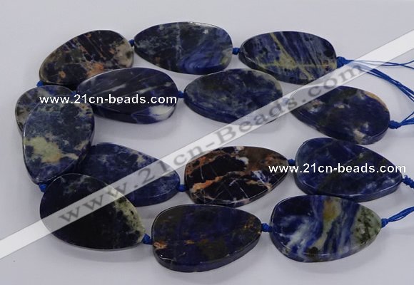 CSO821 15.5 inches 30*50mm - 32*52mm flat teardrop orange sodalite beads