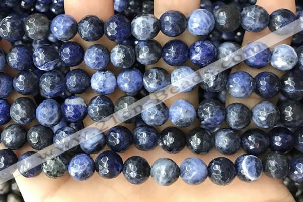 CSO847 15 inches 8mm faceted round sodalite beads wholesale