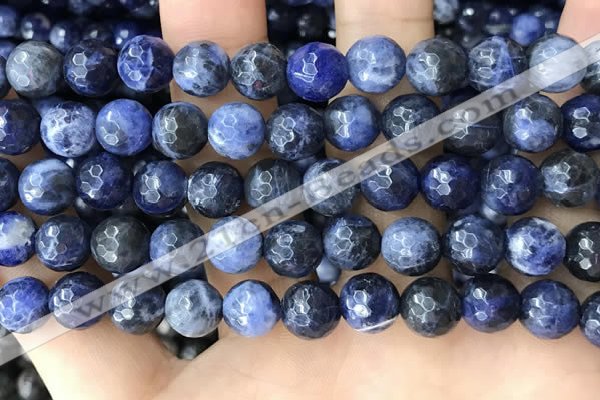 CSO848 15 inches 10mm faceted round sodalite beads wholesale