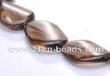 CSQ03 13*18mm twisted oval natural smoky quartz beads Wholesale