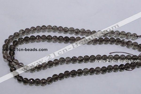 CSQ103 15.5 inches 8mm faceted round grade AA natural smoky quartz beads