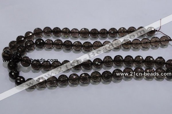 CSQ104 15.5 inches 12mm faceted round grade AA natural smoky quartz beads