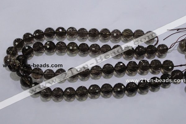 CSQ105 15.5 inches 14mm faceted round grade AA natural smoky quartz beads