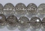 CSQ106 15.5 inches 16mm faceted round grade AA natural smoky quartz beads