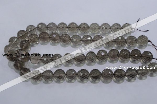 CSQ106 15.5 inches 16mm faceted round grade AA natural smoky quartz beads