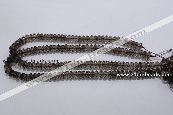 CSQ110 5*10mm faceted rondelle grade AA natural smoky quartz beads