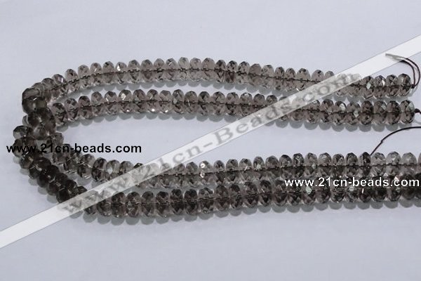 CSQ111 7*12mm faceted rondelle grade AA natural smoky quartz beads