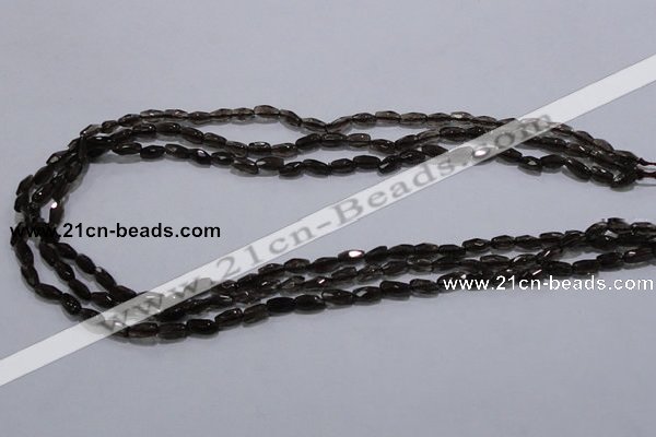 CSQ112 4*7mm faceted rice grade AA natural smoky quartz beads