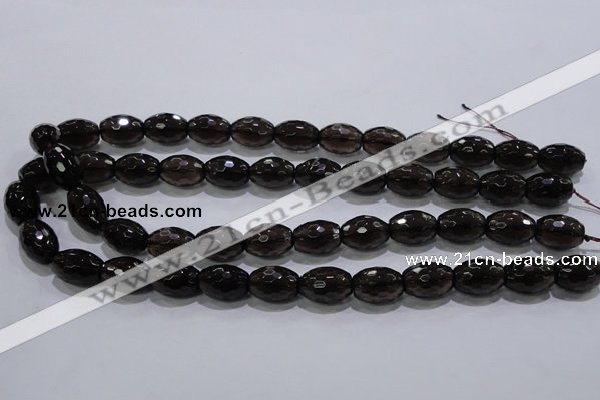 CSQ113 12*16mm faceted rice grade AA natural smoky quartz beads