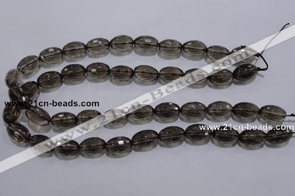 CSQ114 12*18mm faceted rice grade AA natural smoky quartz beads