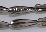 CSQ115 10*30mm faceted teardrop grade AA natural smoky quartz beads