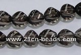 CSQ116 9*12mm twisted rice grade AA natural smoky quartz beads